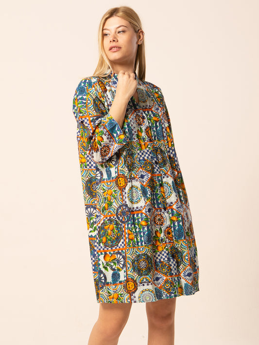 Caftan Dress - Agrigento - blue