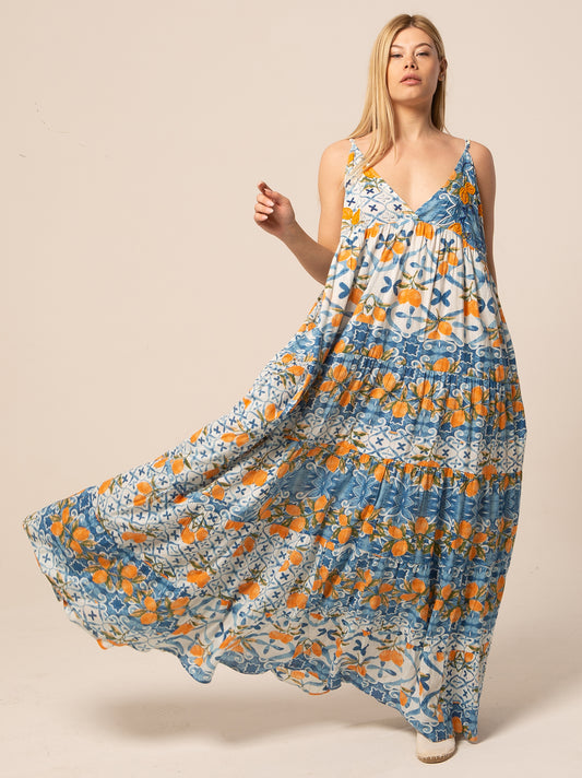 Caftan Dress - Agrigento - blue