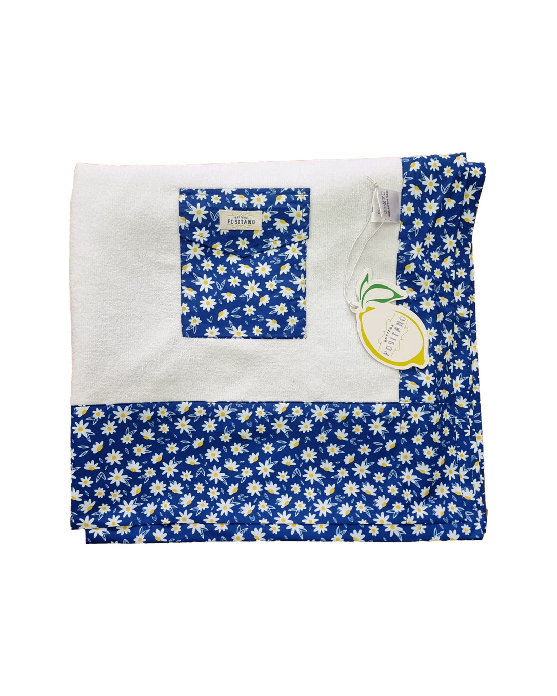 Marghe - Beach towel with blue daisies pattern