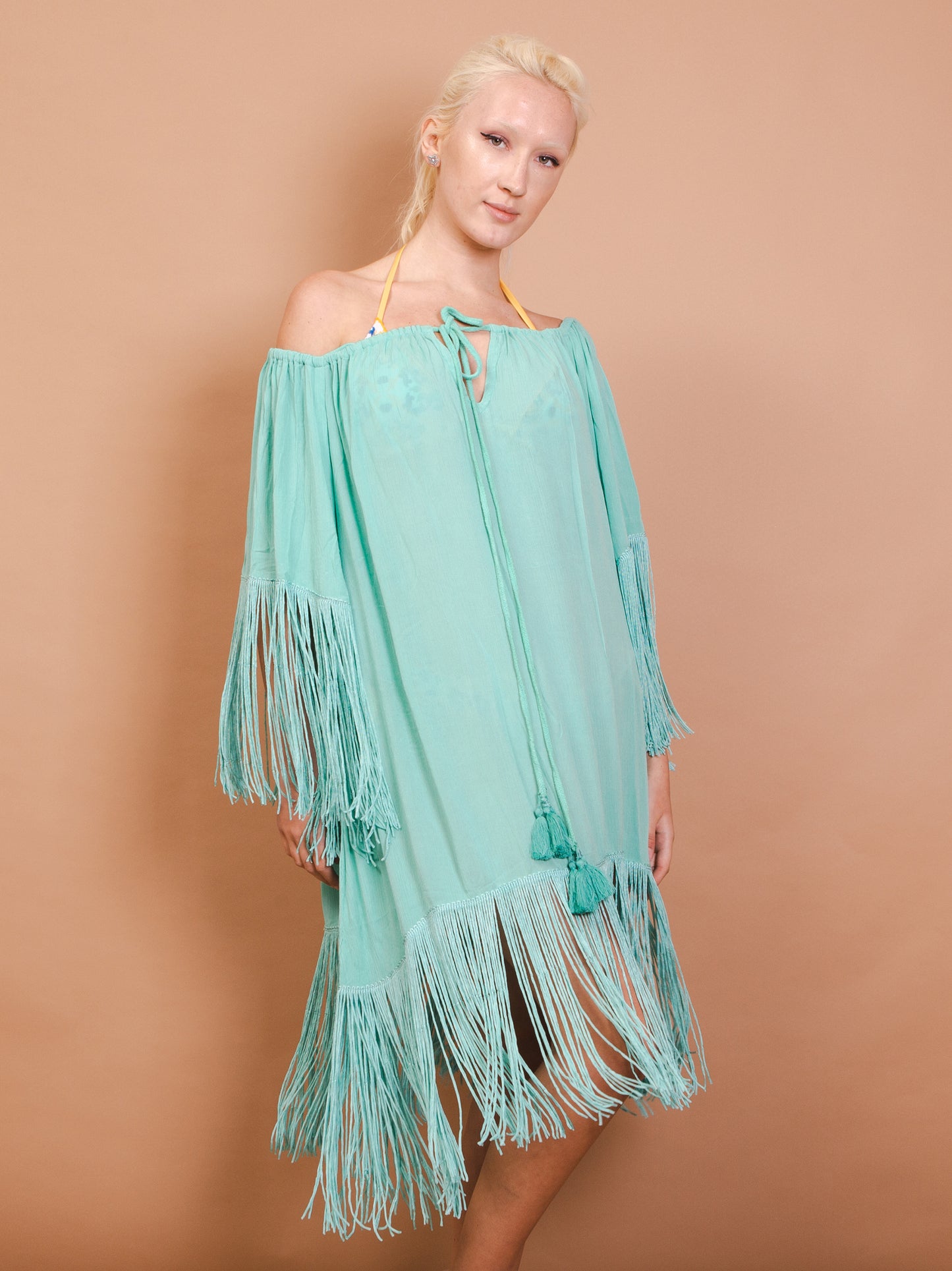 Dress with fringes - Venus - green